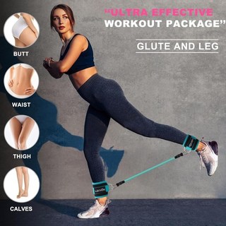 阻力帶龍門架腳踝扣彈力繩拉力帶蜜桃臀訓練腿部鍛鍊健身腳套組，多功能健身套裝, 桃粉色套裝,腳套2個, 1個