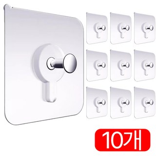 깔끔플러스 초강력 무타공 액자걸이 접착식 매직후크, 10개, 울트라클리어