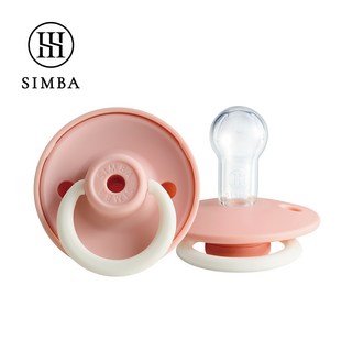 小獅王辛巴 simba 扭扭圓型安撫奶嘴-全齡 1入 多款可選(扭扭奶嘴) 母乳口感 附防塵蓋, 夜光型-草莓慕斯, 1個