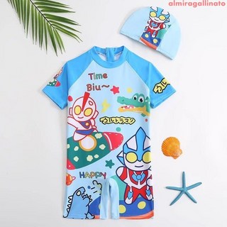 兒童泳衣男孩2024新款奧特曼小男童夏季連體泳衣褲速乾專業泳裝