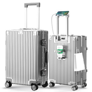 [5년AS] 다기능 경량 캐리어 방수 알루미늄 프레임 기내용 여행가방 USB 충전포트 360도 저소음 휠 20인치24인치28인치 중대형 하드 여행용 캐리어