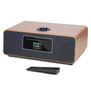LEMEGA MS5P 인터넷 라디오 CD 플레이어 FM 디지털 WiFi 스포티파이 커넥트 블루투스 스피커 USB 이중 알람 시계 충전 컬러 디스플레이 리모컨 - 블랙, MS5P Walnut