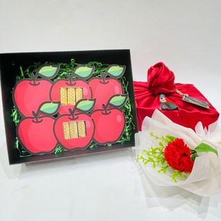 러블리팜 單支人造花 + 零用錢禮物套組, 蘋果 + 紅色, 1個