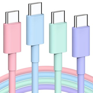 아크러브 초고속 충전케이블 C to C PD 60W C타입 고속충전케이블, 4개, 빨간색, 초록색, 파란색, 보라색, 2m