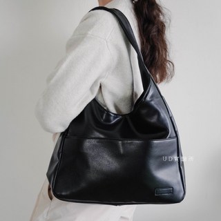 UDlab [平板放得下] 托特包 肩背包 單肩包 側背包 上課包 通勤包 ins風純色托特包 二色售 AC01-011, 黑
