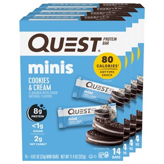 QUEST NUTRITION 蛋白質棒 巧克力曲奇味 14入, 奶油口味, 322g, 4盒