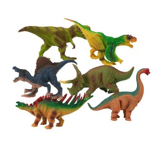 6入仿真恐龍動物模型(小隻)(硬材質)(安全塑料) 暴龍 劍龍 腕龍 三角龍 迅猛龍 棘龍 恐龍模型, 1個