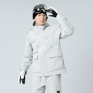 雪衣 滑雪外套 滑雪衣 雪衣外套 滑雪服 雪衣雪褲 滑雪裝備 滑雪衣褲 滑雪外套 三合一衝鋒衣內膽保暖外套, 男月白（連帽奧粒絨內膽三合一滑雪衝鋒服）,3XL 男77-85女87-100KG, 1個