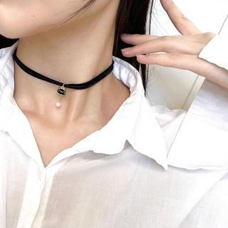 아이엘비 여성용 블랙 냥이 디자인 초커 목걸이 방울고양이 JeZC254