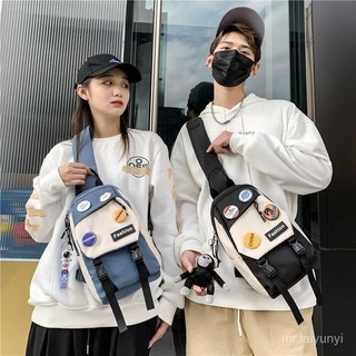 限量購 肩背包側肩包斜背包斜挎包背包防潑水胸包腰包單肩包胸包挎包側背包斜肩包隨身包UNU3, 白配藍,帶猩猩掛件+徽章