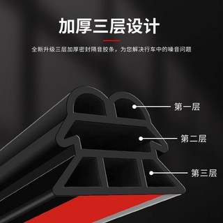 密封降噪隔音條 三層六孔加厚 車門防水防噪音隔音膠條, 1個, 【三層加厚】1米
