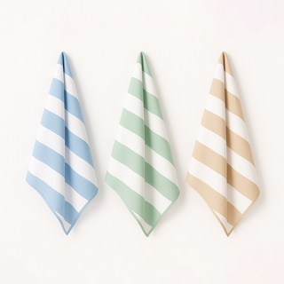 카르닉 스트라이프 건식 스포츠타올 드라이 타월, 1세트, 스카이블루+크림베이지