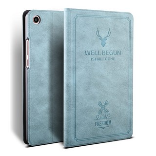 샤오미 호환 레트로 스탠드 PU 가죽 스마트 커버 레드미패드 5 프로 11 5G 2021 태블릿 케이스 미 패드 4, 03 Mipad 호환 4 Plus 10.1, 1개, 02 blue