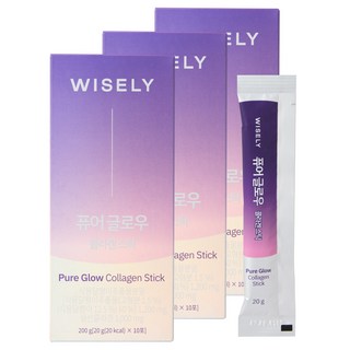 와이즐리 퓨어글로우 뮤신 콜라겐 키위맛 젤리 스틱, 200g, 3박스