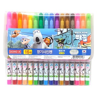 동아 빼꼼 향기싸인펜 16색, 혼합 색상, 16개