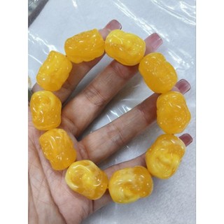 蜜蠟彌勒佛手串，精選材質，手工打磨，寓意吉祥，佩戴舒適，自用送禮皆宜, 1個, 蜜蠟色