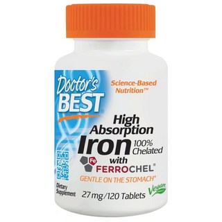 Doctor's BEST High Absorption鐵錠 27mg, 120顆, 1罐