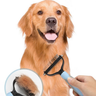 디쉐딩 브러시 강아지 고양이 겸용 죽은털 제거 엉킴 방지 저자극 반려동물 빗, 1개, 파란색