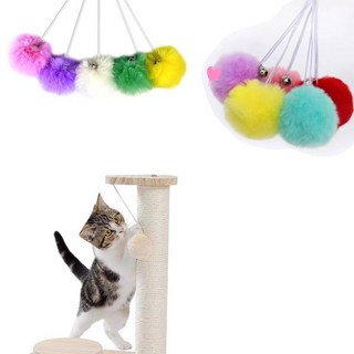 고양이 낚시대 장난감 벨과 공 나무 대화형 액세서리 타워 스윙 달린 끈이, 3pcs Random Color