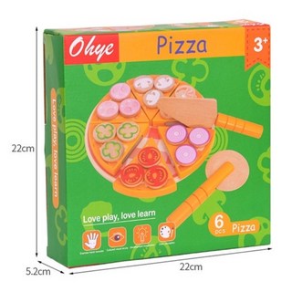 Ohye兒童披薩切切樂玩具 木製手作披薩 家家酒玩具 PIZZA 披薩 過家家 切切樂 玩具, 1個, 彩盒微凹（已折扣、商品完整、自用可選）