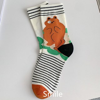 [微笑襪鋪] 動物圖案 中筒襪 春夏季新款 棉質 卡通可愛 (M29168)