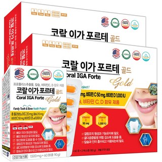 미국 코랄 이가 포르테 골드 120정X2박스 치아칼슘 프로폴리스 옥수수수염추출물 리소짐, 4개