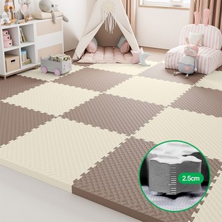 레디보드 층간소음 미끄럼방지 두꺼운 퍼즐매트 EVA 30 x 30cm 16개입, 1세트, 아이보리+브라운