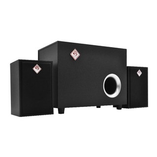 三件式木質重低音喇叭 (USB/2.1聲道), 黑色