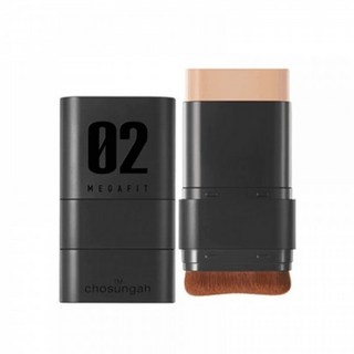 CHOSUNGAH 雙頭粉底棒 MEGA FIT Master 無暇絲絨 陶瓷光澤 橡皮擦粉底棒 保濕潤澤 韓系妝感, 1個, 02 SAND BEIGE(黑盒), 02黑盒