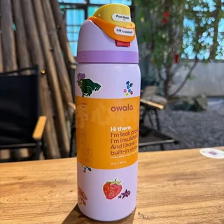 밀짚이 포함된 Owala 절연 스테인레스 스틸 물병 BPA 프리 스포츠 여행에 24Oz/32Oz, Dear Diary, 24oz 710ml, 1개