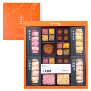 온미당 기름0% 구운유과 명절 한과 선물세트 (쇼핑백 포장), 359g × 1세트, 1세트, 359g