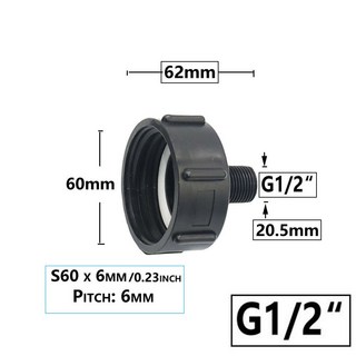 IBC 탱크 어댑터 커넥터 1000 75 80 나사 연결 배럴 63 S60 100MM, S60 x G1I2 1, 1개