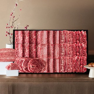 마장동 1++한우 모둠 세트 소고기 600g 800g, 1개, 프리미엄(꽃등심+살치+앞치마+업진안살)