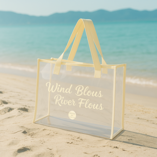 제퍼젠 투명 비치백 방수 물놀이 수영 가방, D. 아이보리(IV)