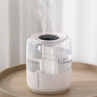 돌아라 4L 대용량 가습기 USB 듀얼분무 무드등 초음파 가습기, 베이지색