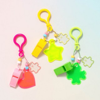 민화샵 안전 호루라기 키링 가방 열쇠 고리 꾸미기 빛반사 단체 선물, 별 S250154C