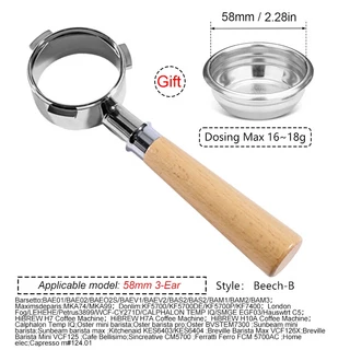 Hibrew h10a/h7a/h7 Barsetto/LEHEHE/Petrus3899 에스프레소 바텀리스 포터필터 교체 바구니 도구용 58mm 3, 01 58MM 3 Ears-Beech-B