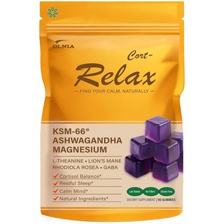 DLNIA 마그네슘 글리시네이트가 함유된 코르티솔 젤리 Ashwagandha - 120개, 1개, 1개