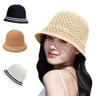 나일론버킷햇 깊은벙거지 여성 버킷햇 휴양지모자 패션 니트돔햇