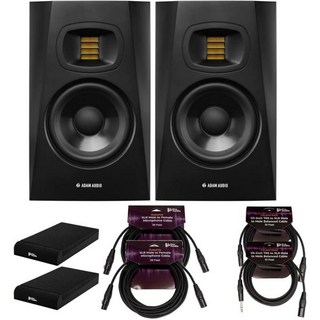 ADAM Audio T5V 5인치 전원 스튜디오 모니터 2팩 번들 아이솔레이션 패드 1 4인치 TRS XLR 수 밸런스 케이블 10피트 25피트 6개 품목 포함 2022055, 모니터링 스피커 홈레코딩 스튜디오 모니터 격리 패드가