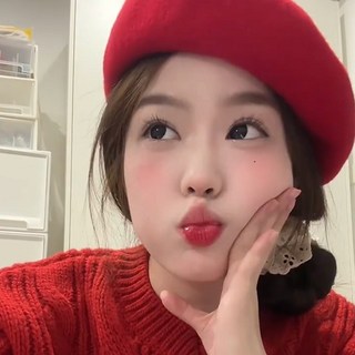 顯白安可拉紅貝雷帽女秋冬顯臉小2025新款聖誕節畫家帽, 1個, M（56-58cm）,正红色, 正紅色