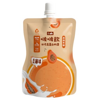 i oh 啵啵飲木瓜牛奶，低卡高蛋白，含真正果肉，營養豐富，方便即飲, 1個, 1份