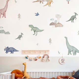 카툰 공룡 벽 스티커 아기 방 유아교실 아동 침대방 DIY 벽지 장식, 40x115cm-1 Roll 2 pcs