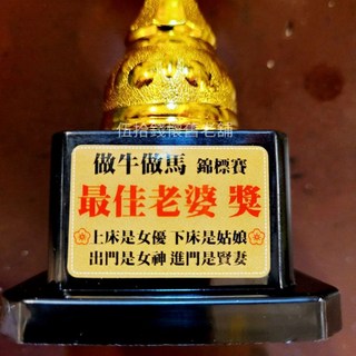 獎盃 頒獎 生日派對 獎勵 道具 搞笑獎杯 交換禮物 聖誕禮物 生日禮物 耶誕禮物 整人玩具 紀念品 獎杯 父親節, 最佳老婆（下單請先看內文尺寸）, 1個