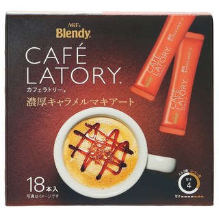 AGF Blendy 濃厚Cafe Latory即溶沖泡粉 焦糖瑪奇朵口味, 11.5g, 18條, 1盒
