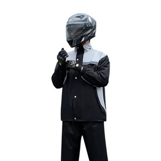 機車騎士兩件式雨衣套組 防水透氣 雙色拼接 連帽設計