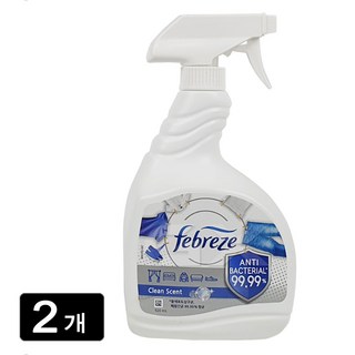 Febrez 페브리즈 항균 깨끗한향 섬유탈취제 920ml 2개 향균 바이러스 제거 침구류 매트리스 섬유 의류 커튼 소파 천소재 카페 스포츠용품