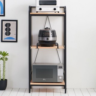 쿠스 전자렌지 수납장 밥솥거치대 선반 다이 렌지대 500, 쿠스 500 멀티 렌지대, 블랙, 블랙, 3단