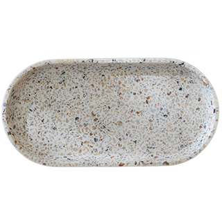 코에르 고급 테라조 트레이 욕실 화장대 받침대 접시, 타원
