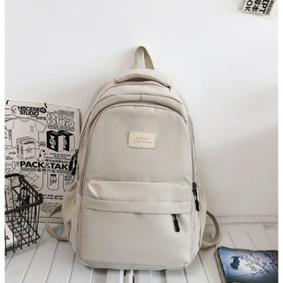 TOF 台灣現貨 簡約百搭校園風後背包 女 帆布 尼龍 防水 小後背包 電腦包 書包 雙肩包 旅行包, 白色單包
